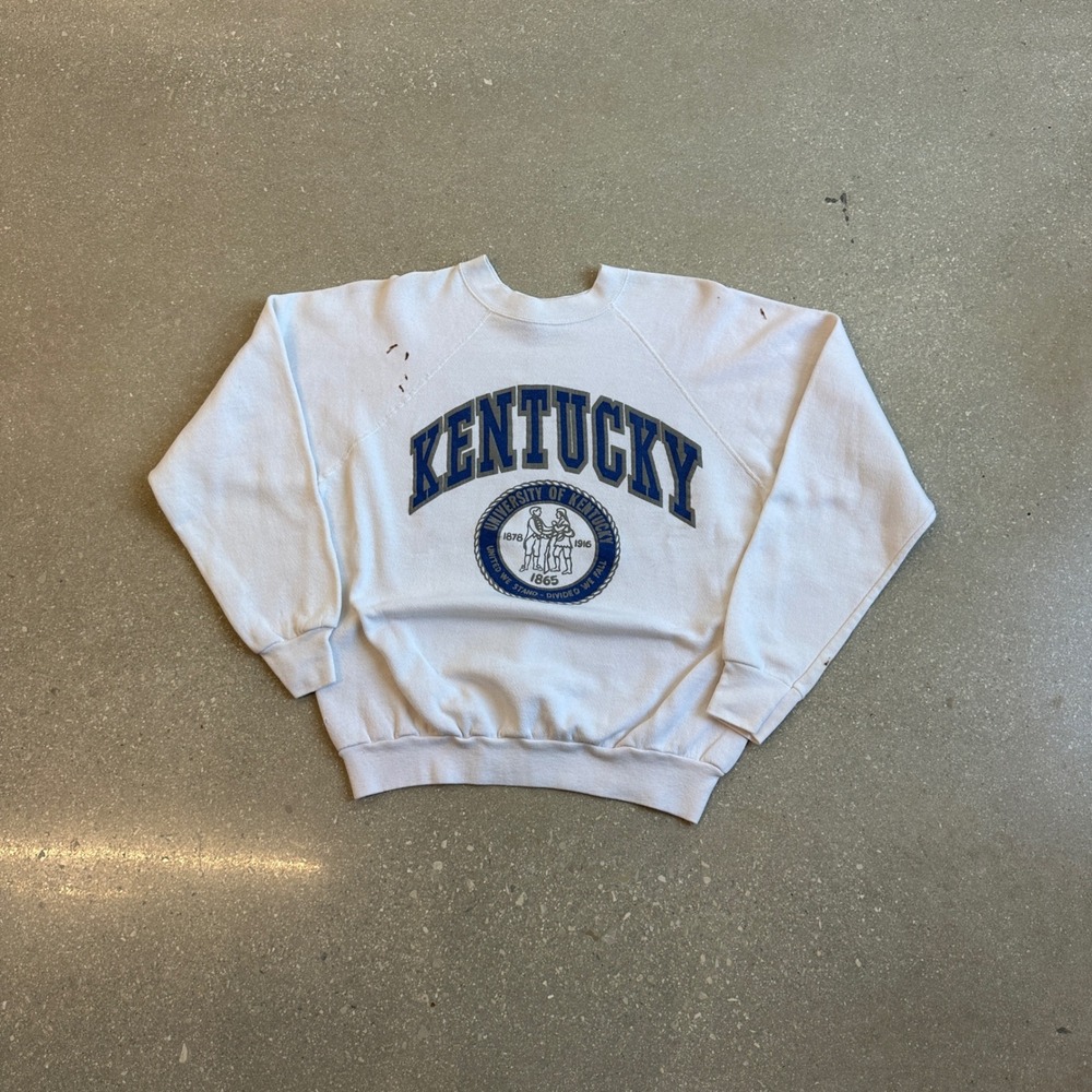 Vintage 80s University of Kentucky Wildcats Mens Large White Sweatshirt